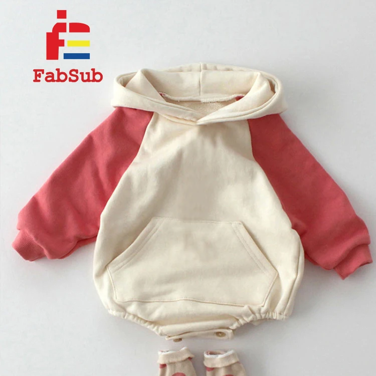 Toddles Sweater Bubble Romper French Terry Long Sleeve Raglan Hoodie Romper Bodysuit Pocket Autumn Sublimation Baby Romper