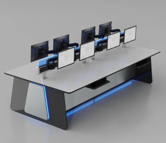 Kesino Custom Ergonomically Designed Control Room Console Solutions Suitable for NOC/SOC/CCTV/ATC Operator Workstation Consoles