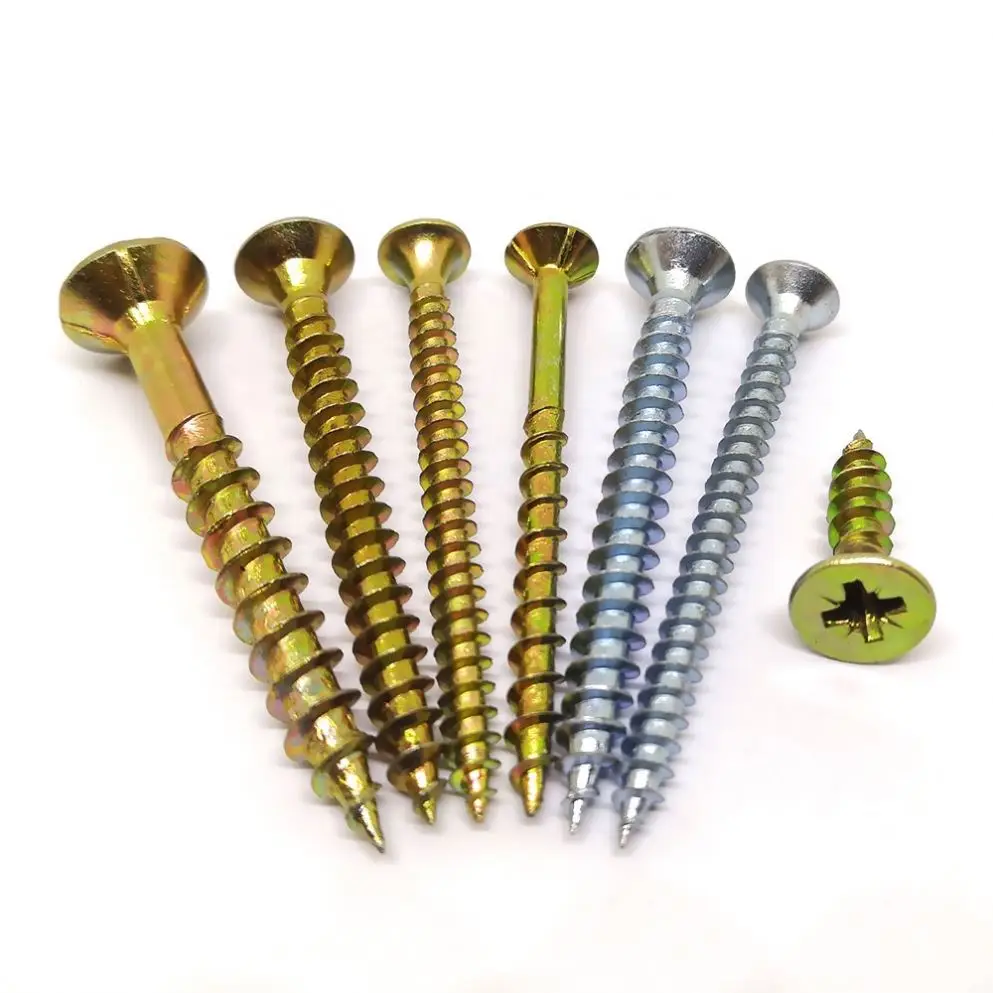 Din7505 Flat Head Pozi Sharp Point Zinc Chipboard Screw Drive Double Countersunk Head Zinc Plated Screw