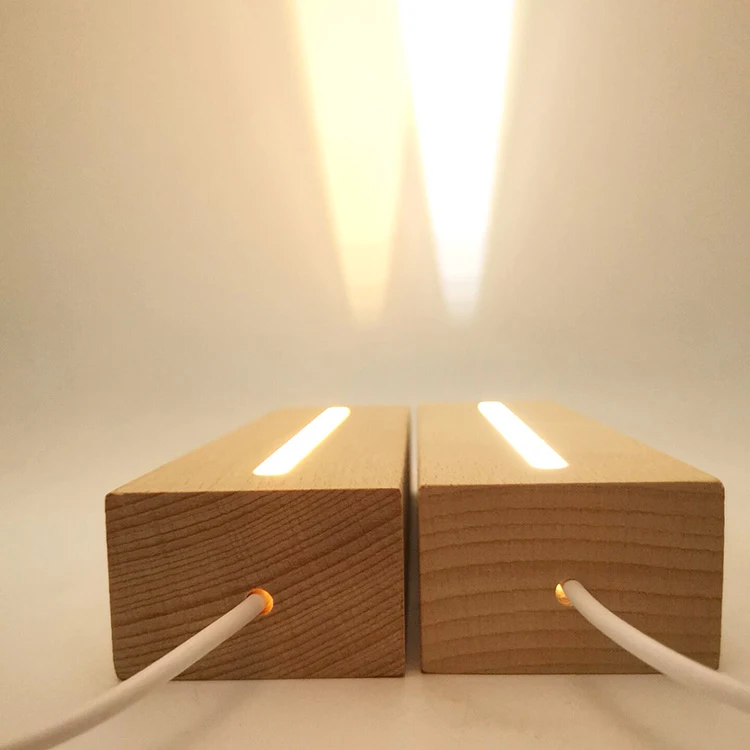 Сделай Сам индивидуальный USB светодиодный 3D ночник с основанием из Букового дерева 3D светодиодный ночник с деревянным основанием