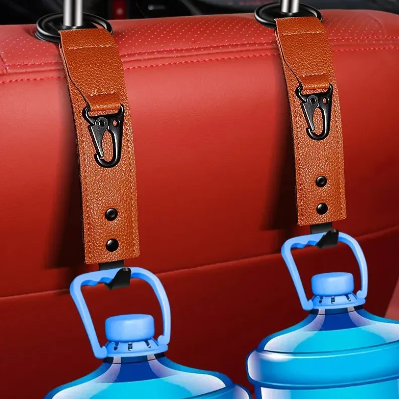 Car Seat Headrest Hanger Hooks PU Leather Auto Fastener Hangers Front Seat Headrest Organizer For Bag Umbrellas