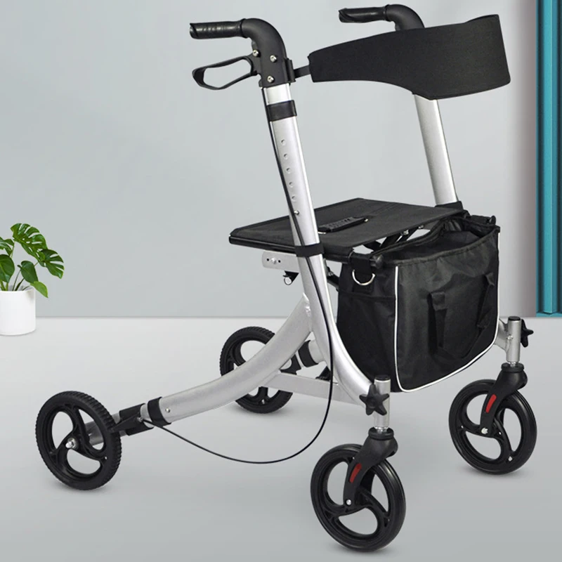 Health care elderly senior aluminum wheelchair walking aid mobility 4 wheel rollator lightweight rollator with seat