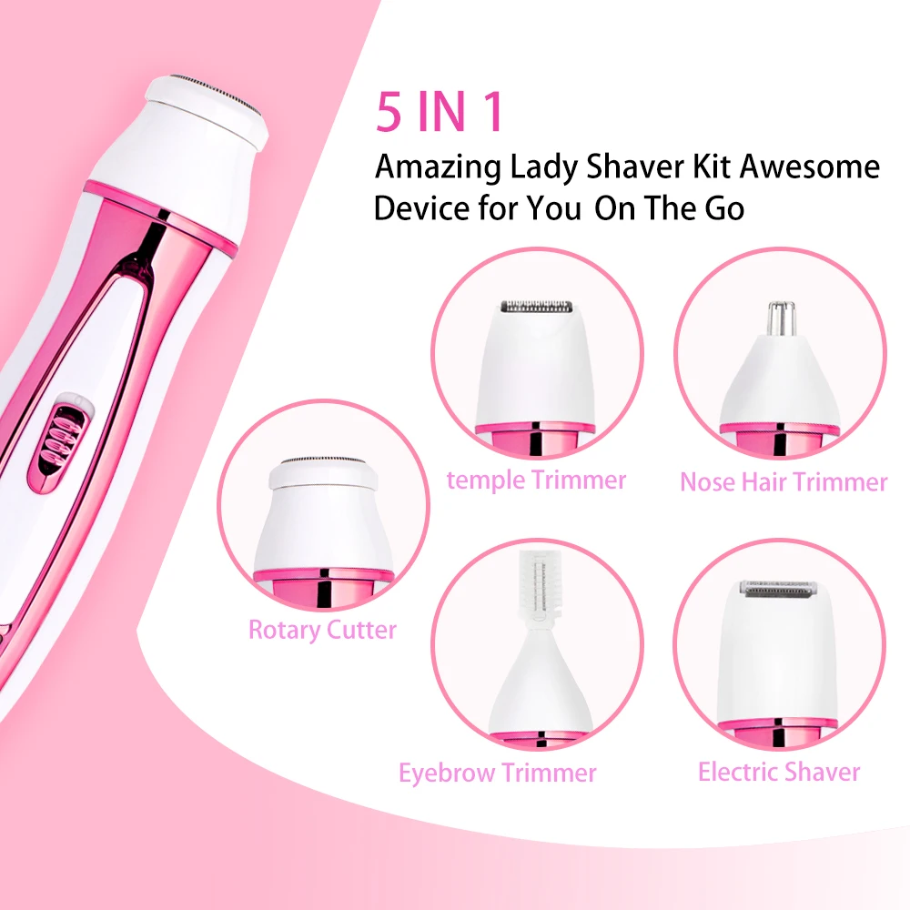 Многофункциональное 5 в 1 электрическое средство для удаления волос на лице Женский Триммер безболезненная Женская бритва ног и бровей мини-эпилятор