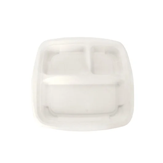 Оптовая продажа экологичный биоразлагаемый контейнер для еды 3 отсека композиционные лотки из бумага из сахарного тростника из Таиланда складной