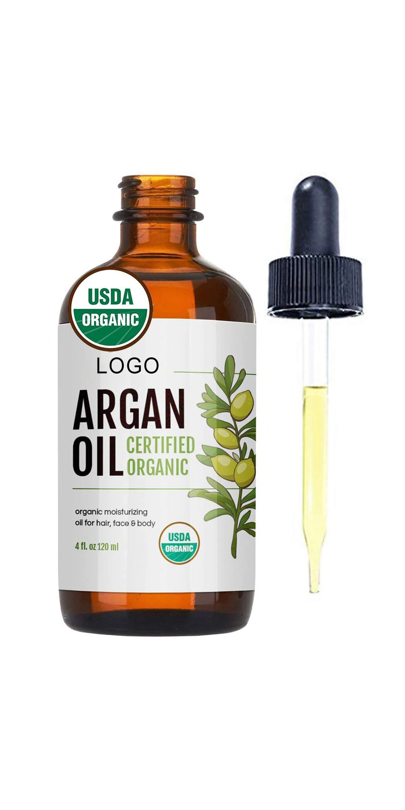 Custom logo 2oz 100% Pure Cold Pressed Organic Castor Oil Stimulate Growth for Eyelashes Eyebrows and Hair