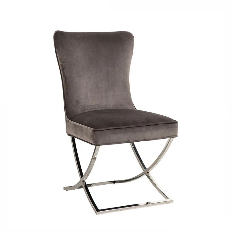 
luxury dinning room chair velvet fabric hotel dining chair restaurant dining chair with Metal legs 