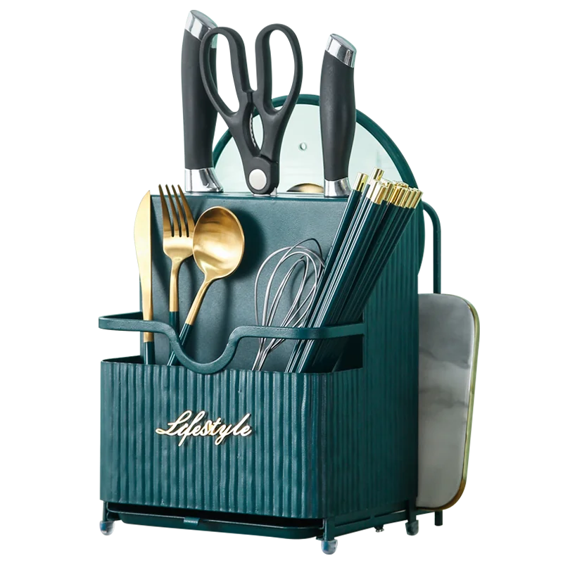 
Light luxury kitchen knife shelving pot cover kitchen knife storage box chopping board chopsticks tube integrated kitchen 