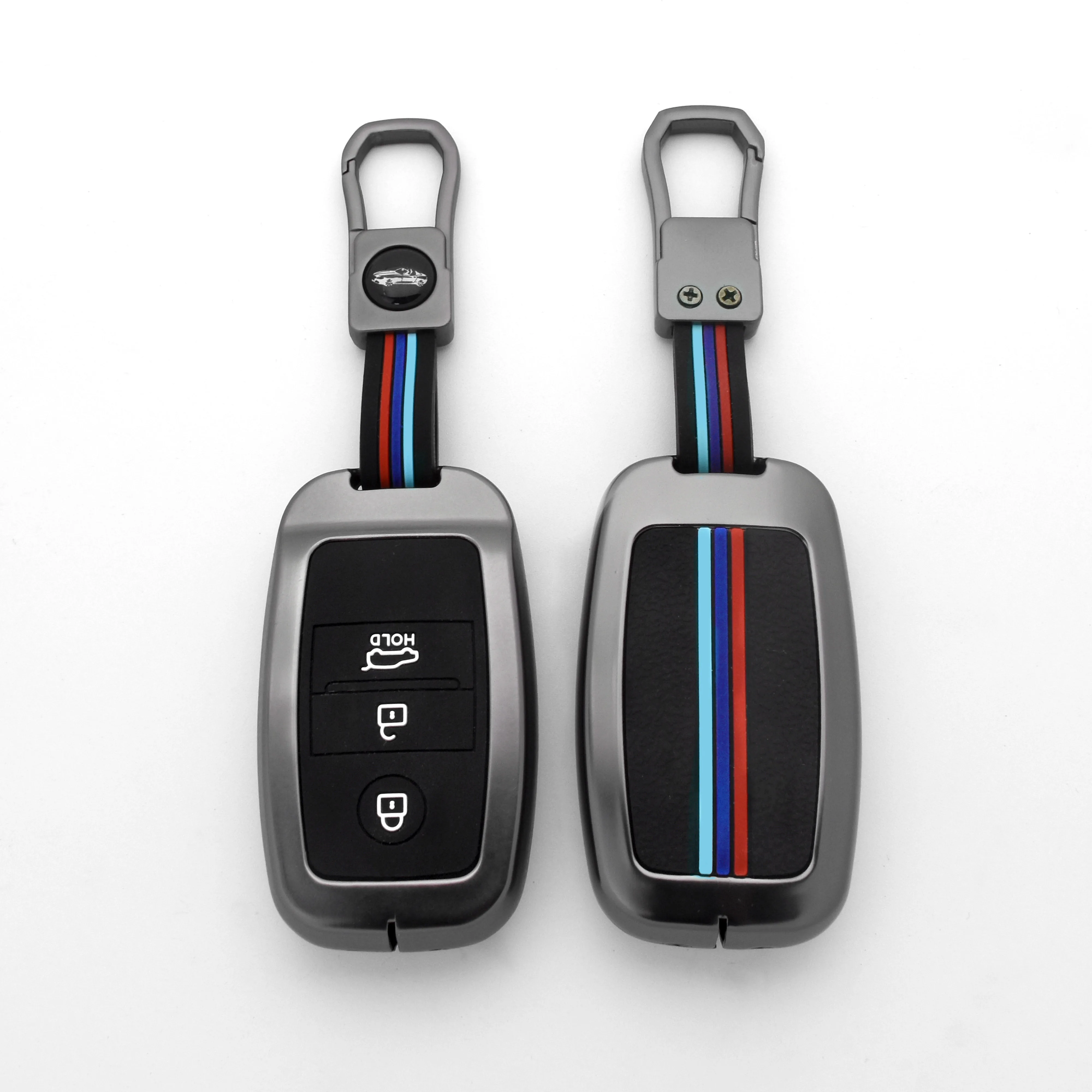 3/4 Buttons Hard Metal Remote Key Shell Zinc Alloy+Silicone Smart Car Key Cover Case Fit for Kia K2 K3 K4 K5 KX3 KX5 Sportage R