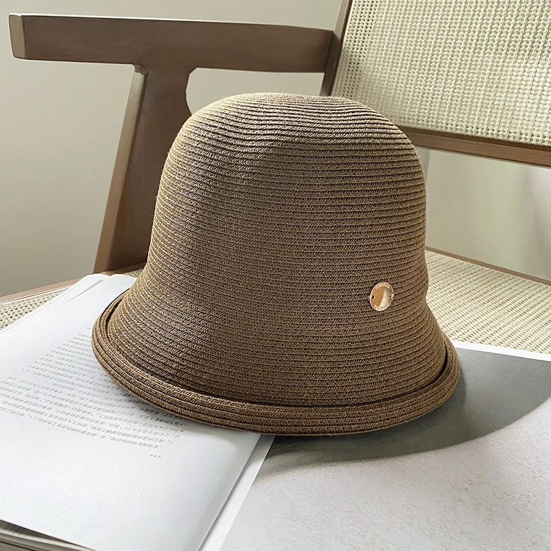 New 6 color metallize ladies foldable simple shade comfortable breathable lightweight summer rolled sun straw hat