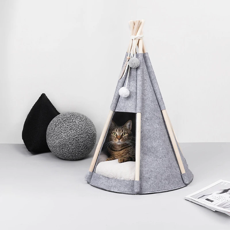 Luxury Felt Pet Tents Portable Folding Travel Cat Bed Pet Tent Pet Teepee