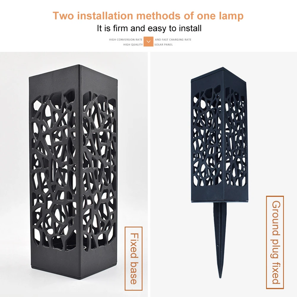 Outdoor Garden Decorative Hollow Lawn Landscape Lighting Stake Lamp Waterproof Led Solar Powered Walkway Pathway Lights