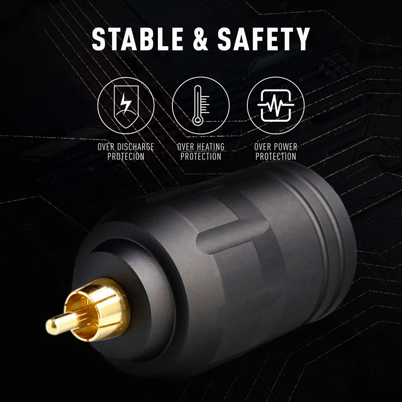 Профессиональный цифровой перезаряжаемый RCA машинка для татуировки Универсальный мА беспроводной блок