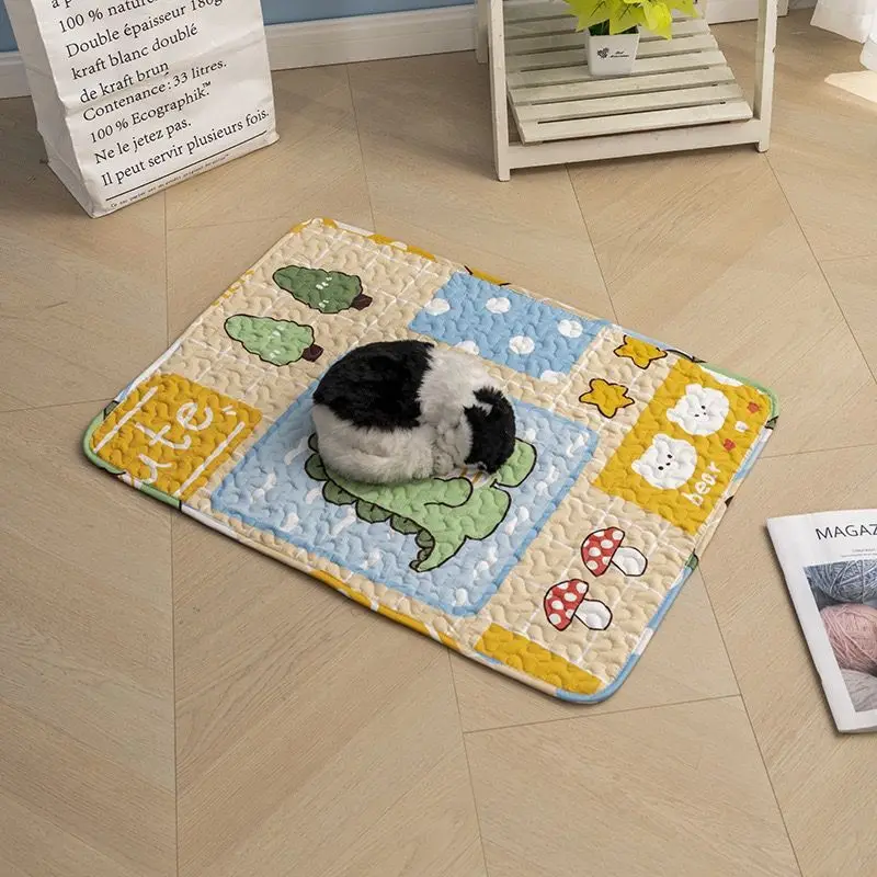 Pet floor mat made of pure cotton and non stick hair machine washable rabbit cage platform mat universal all year round
