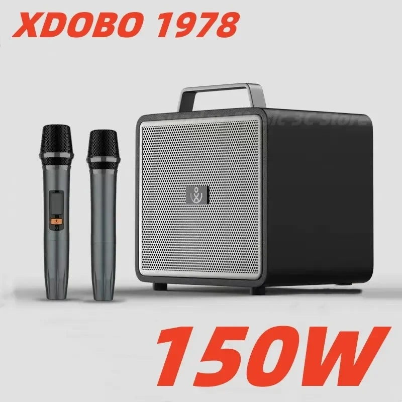 Xdobo Thunder 1978 Horn 150W Audio System Dj Amplified Loud Speaker With 2 Wireless Microphones Echo And Tripod Stand
