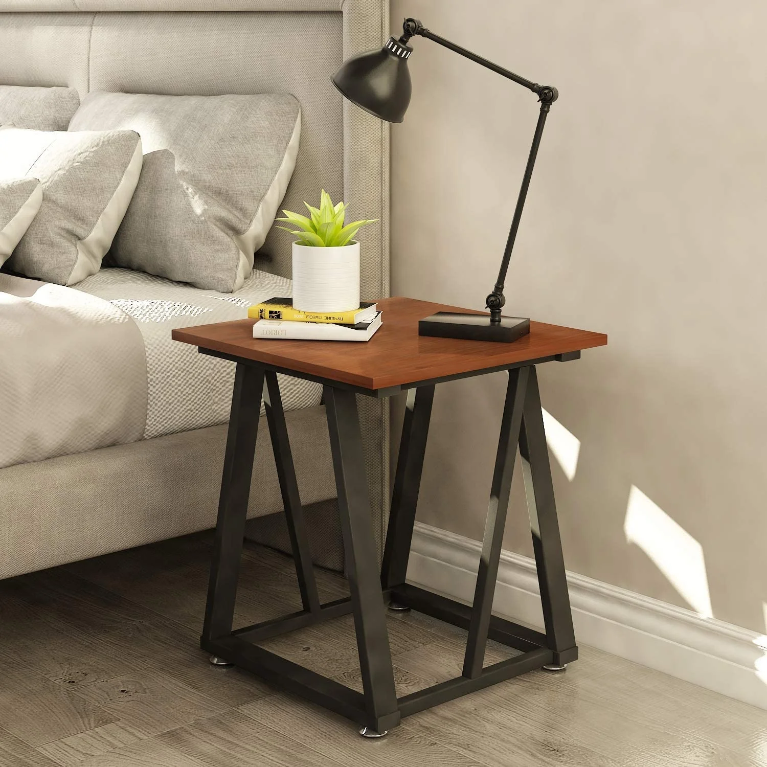 Industrial Wood Telephone office Sofa End Side Table