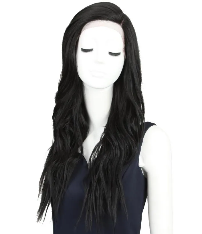 for women sleek wholesale factory supplier high temperature  heat resistant long super wave lace front wig synthetic hair wigs