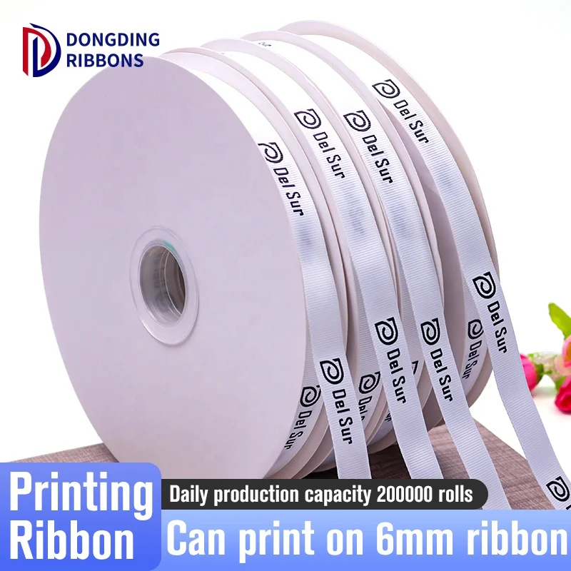 Wholesale Custom 5/8 inch Black Grosgrain Polyester Ribbon Print Brand Logo Silk Roll Satin Ribbon For Gifts