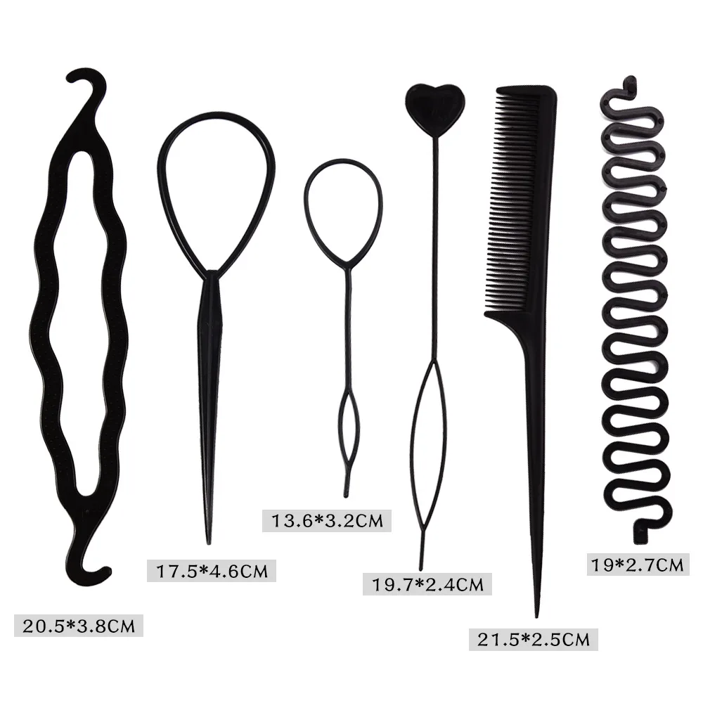 6Pcs /Set DIY French Hair Braiding Tools Plastic Parting Hair Comb Hair Styling Braiding Tools for Girls
