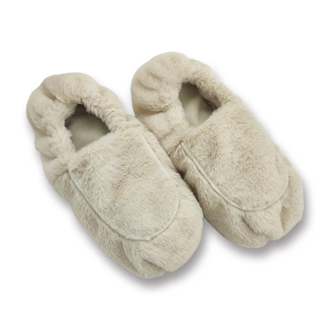 Hot sale elastic soft plush slippers with removable heat bag tourmaline microwave heat pack