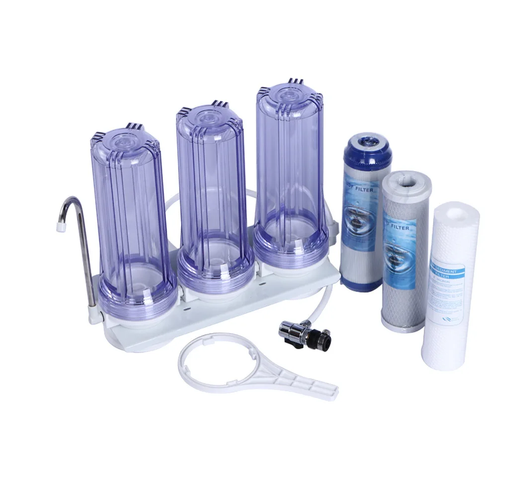 Manufacturer Home Use Triple Simple 3 Stages Tankless Counter Top Water Filter Purification for Household System