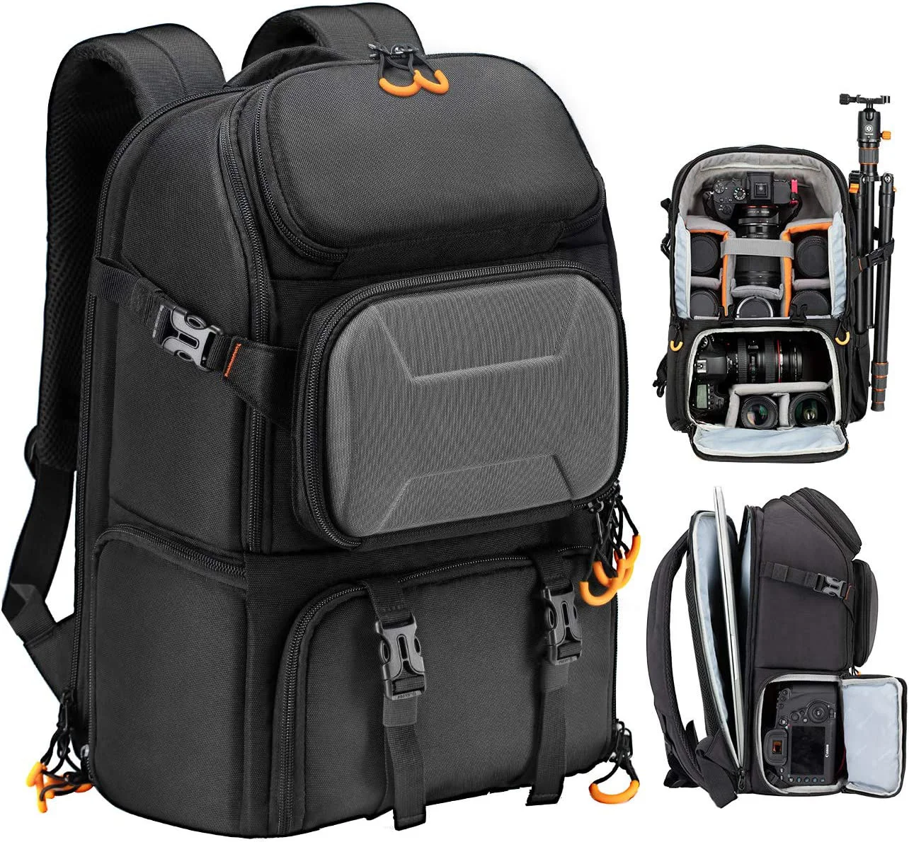 Large Camera Bag with Laptop Compartment Tripod Holder Waterproof Raincover Outdoor Hiking Travel for Men Women