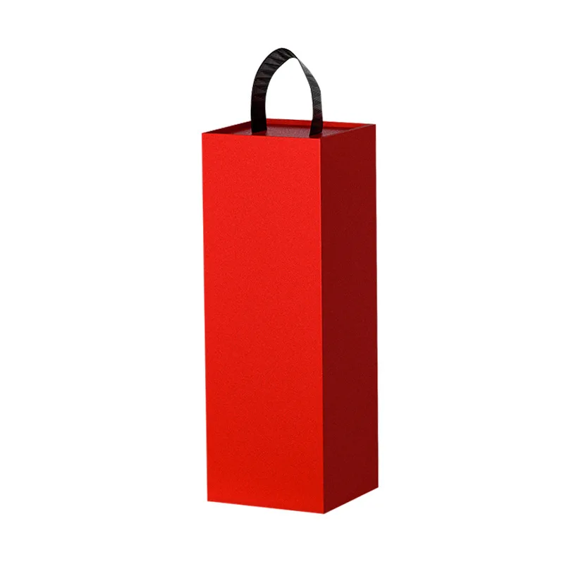 Ready to ship red small size china new year christmas champagne wine gift boxes packing double door box with handle