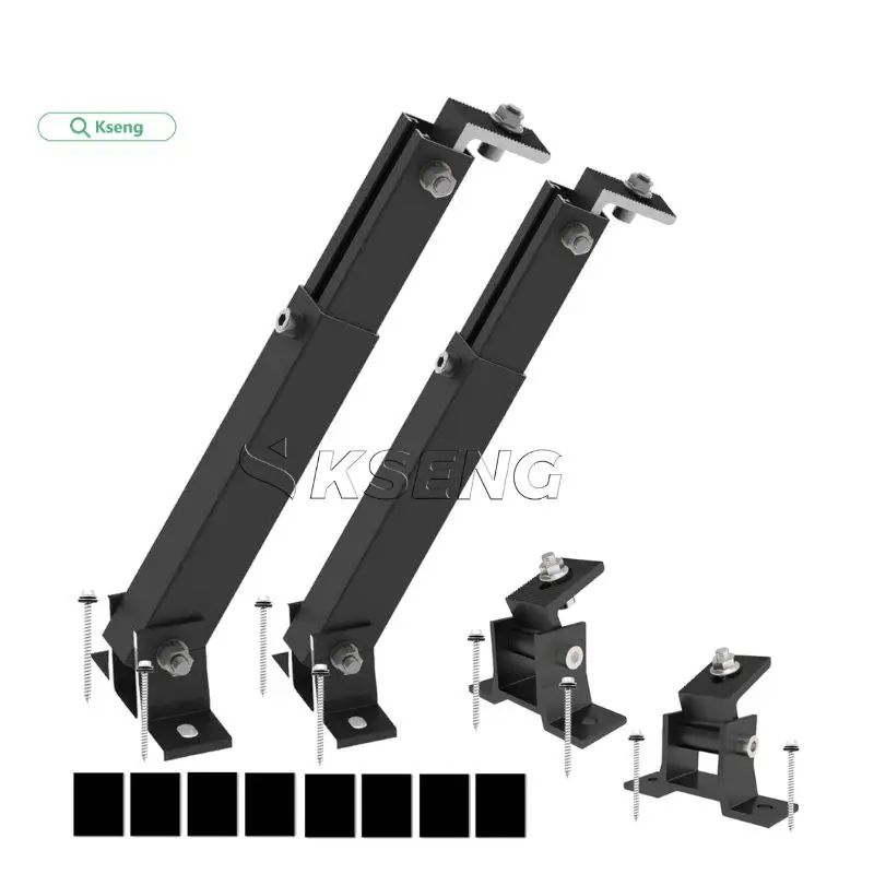 Quick Installation Black Solar Panel Support Adjustable Tilt Aluminum Flat Roof Mount Solar Rack