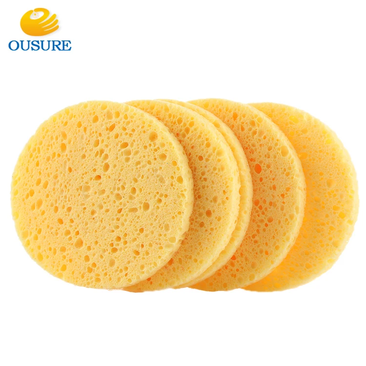 Natural Wood Original Pure Eco Friendly Women Girls Facial Face Wash Deep Clean vegetable cellulose sponge block for cleaning
