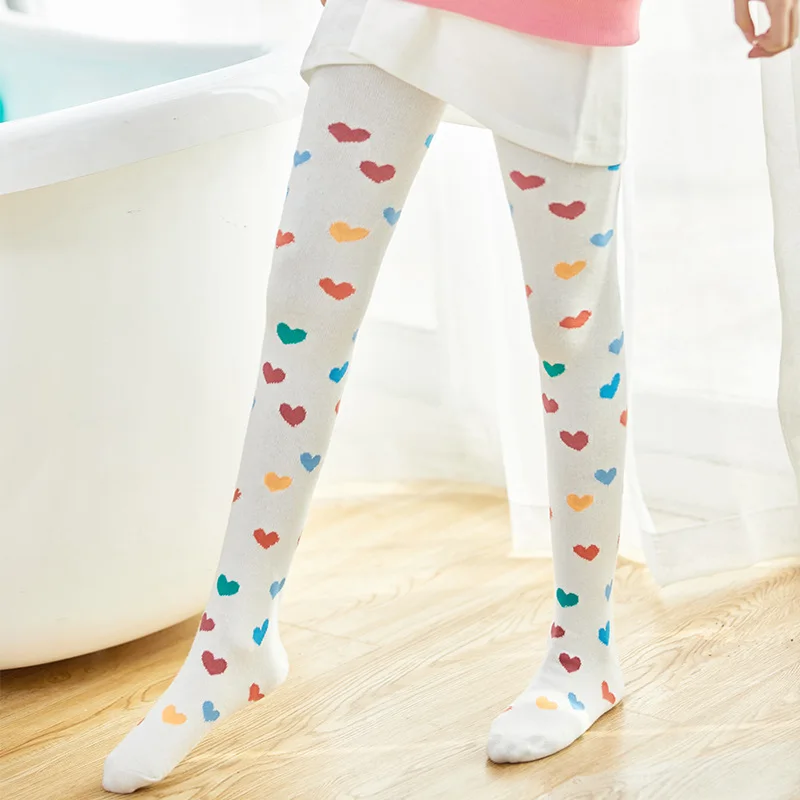 Low MOQ Fashion kids Tights Pantyhose Jacquard Heart Pattern Cute Sweet Children Girls Kids Hearts Tights