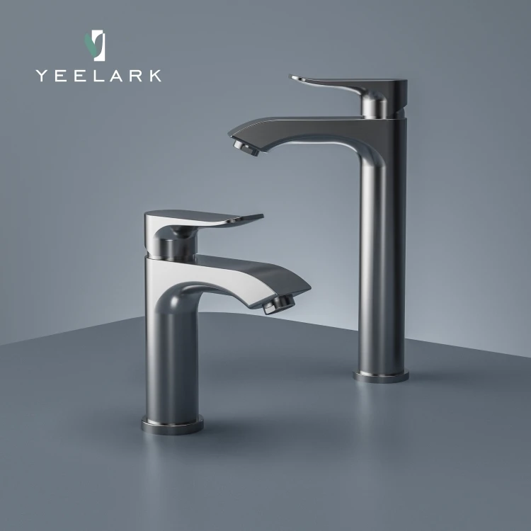 China Factory Popular Waterfall 304 Stainless Steel Brushed Chrome Basin Faucet Hot Cold Water Mixer Taps Bathroom Faucet