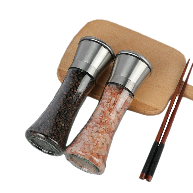 Hot Sales Dry Spice Pepper and Salt Manual Grinder Glass Seasoning Grinder