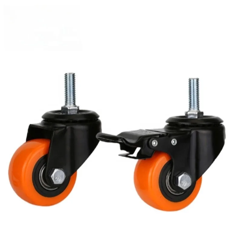 Modern Orange Industrial Wheel With Brake PVC Mute Roller TV Shelf Swivel Wheel Office Furniture Computer Chair Caster Wheel