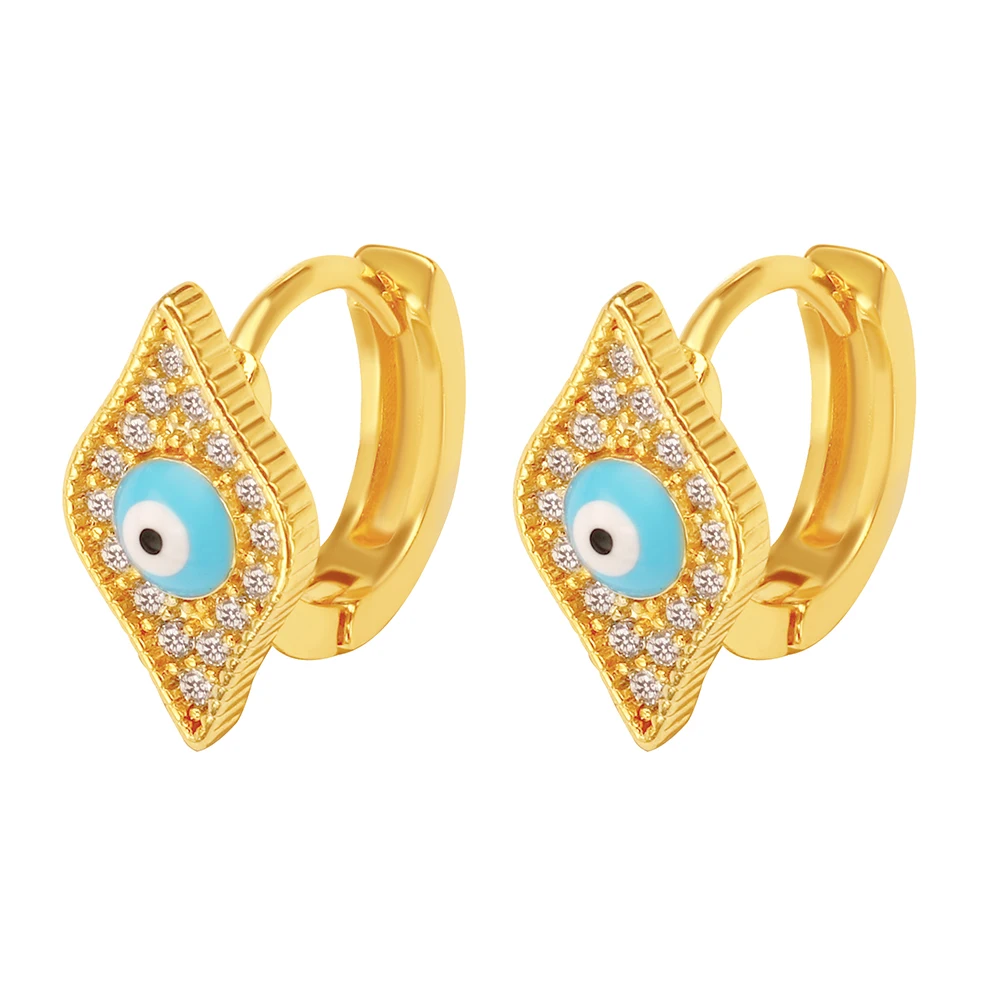 Foxi оптовая продажа ювелирные изделия 18 карат Позолоченные геометрические циркониевые синие Черные серьги-кольца для женщин