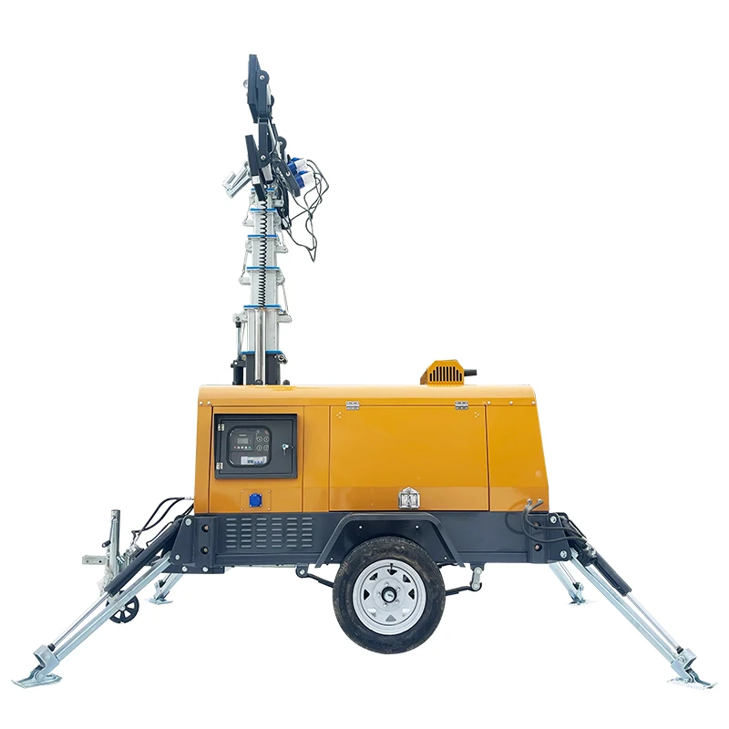 Hot Sale Diesel Light Tower Engineering Lighting Telescopic Mast Mobile Trailer Tower Trailer Mobile Lighting Price