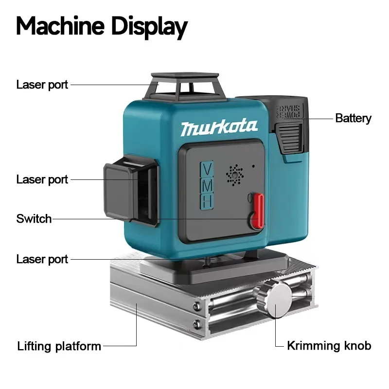 Factory High Accuracy Infrared Ray 12 Line Wall and Ground-level Spirit Level 4D All-around Wall Laser Level