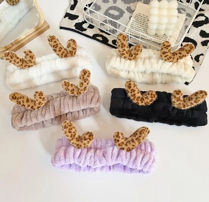 New Style Winter Deer Angle Elastic Hair Bands Plush Pine Tight Face Hairbands Washing Headbands For Women Hair Accessories