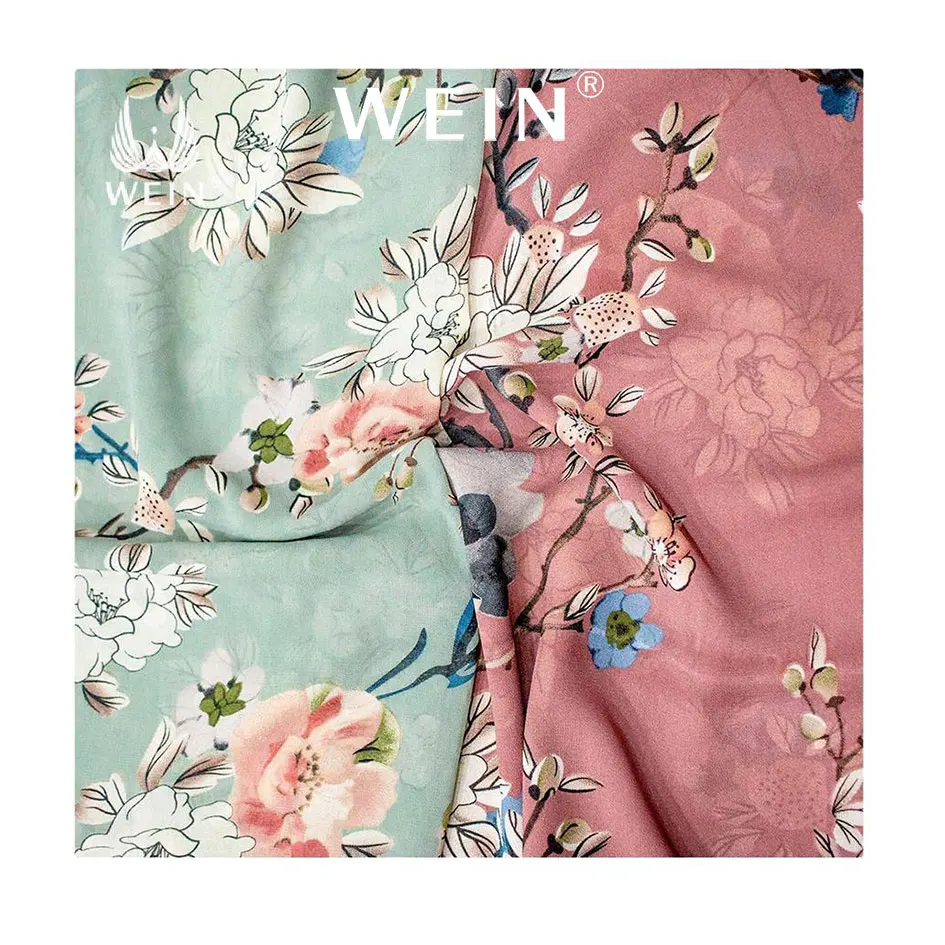 WI-A08 high quality soft  fresh colors  big flowers printing chiffon fabric digital print chiffon fabric for clothes