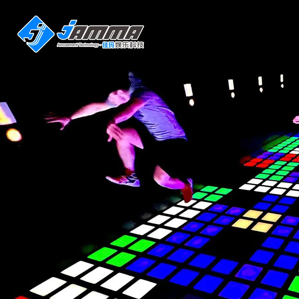 active game Interactive 30x30cm LED Grid Game Metal Floor Arena for Kids in Playhouse Trampoline Park Shopping Mall
