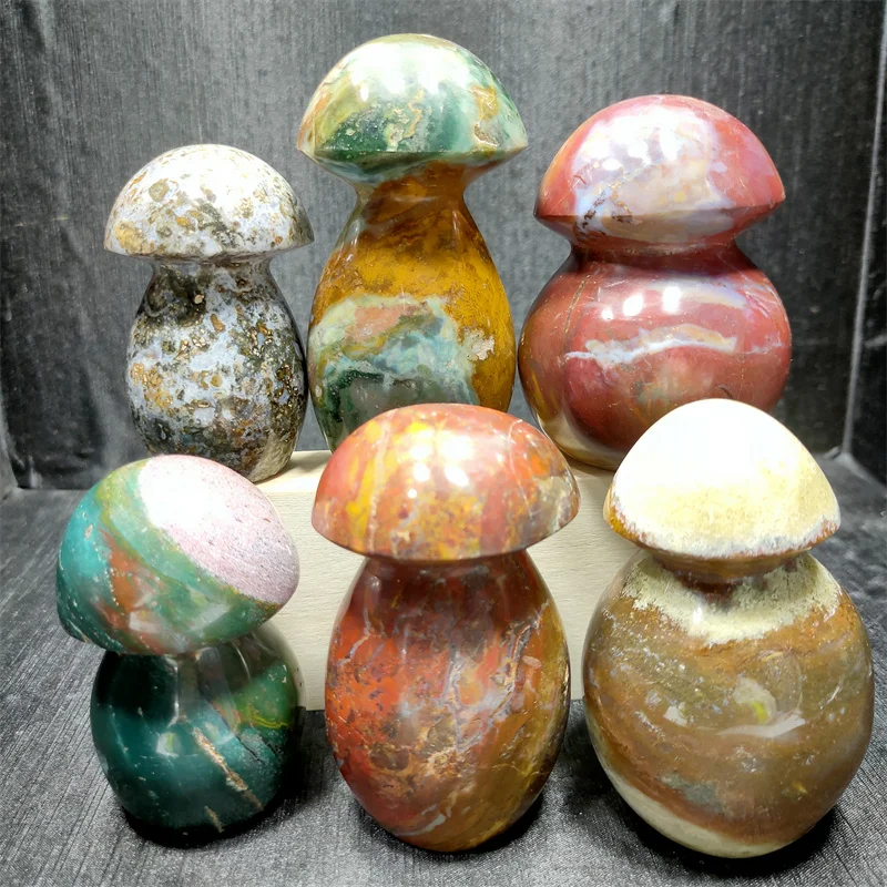 Natural Crystal Healing Stone Nat Geo Ocean Jasper Mushroom Crystal Craft Crystal Mushrooms