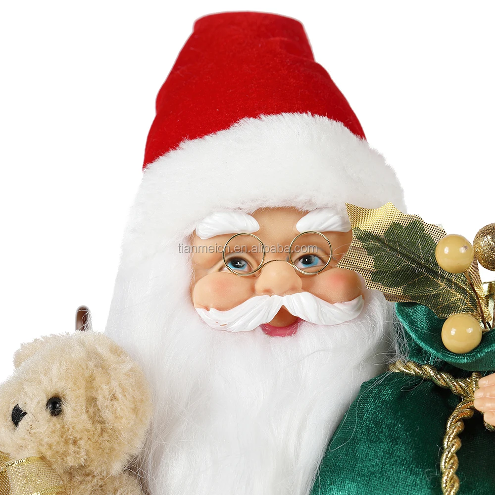 40cm Custom Christmas plush Animated Electric Santa Claus Rocking Chair Musical Ornament Decoration Figurine Xmas Collection