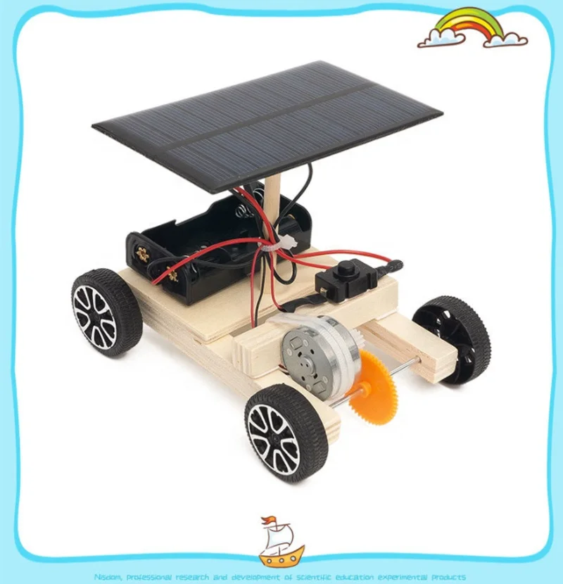 DIY Wooden Solar Powered Car Vehicle Model Robot Toys for Child Student Science Educational Project Funny Gadget Hobby Gift