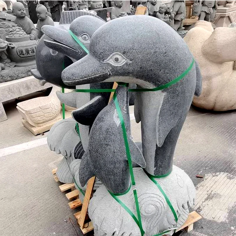 China Fox Lion Head Marble Sculpture Statue Carved Front Door Lion Marble Dolphin Sculpture