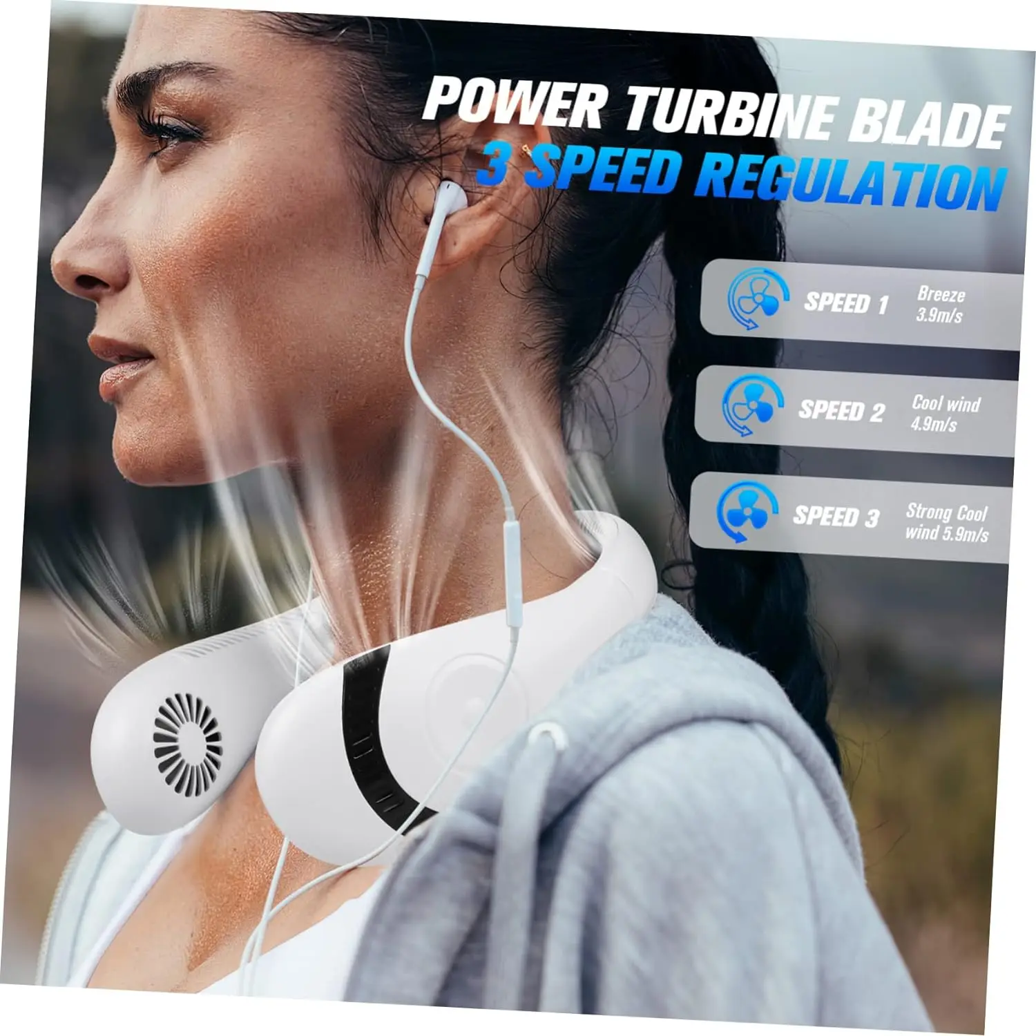 2024 Innovative summer products Bladeless Portable Wireless Turbo Neck Hanging USB Mini rechargeable Fan