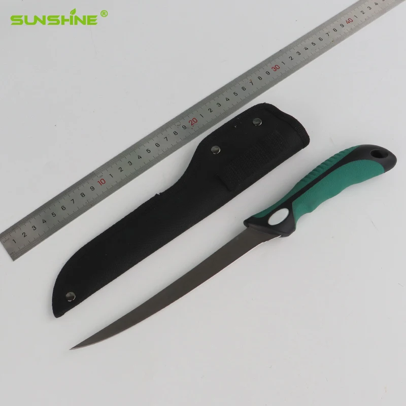 SUNSHINE Customizable Outdoor Non-slip Coating Blade Fishing Fillet Knife with Colorful Handle Float Fishing Knife