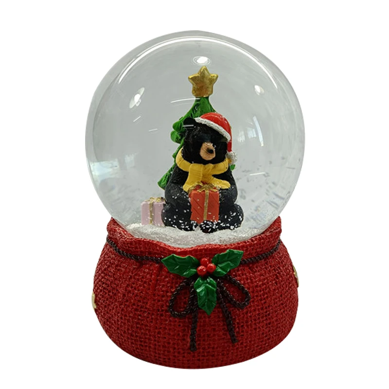 
Custom Christmas resin snow man globe ball ornament diy home decor resin snow bear water ball 