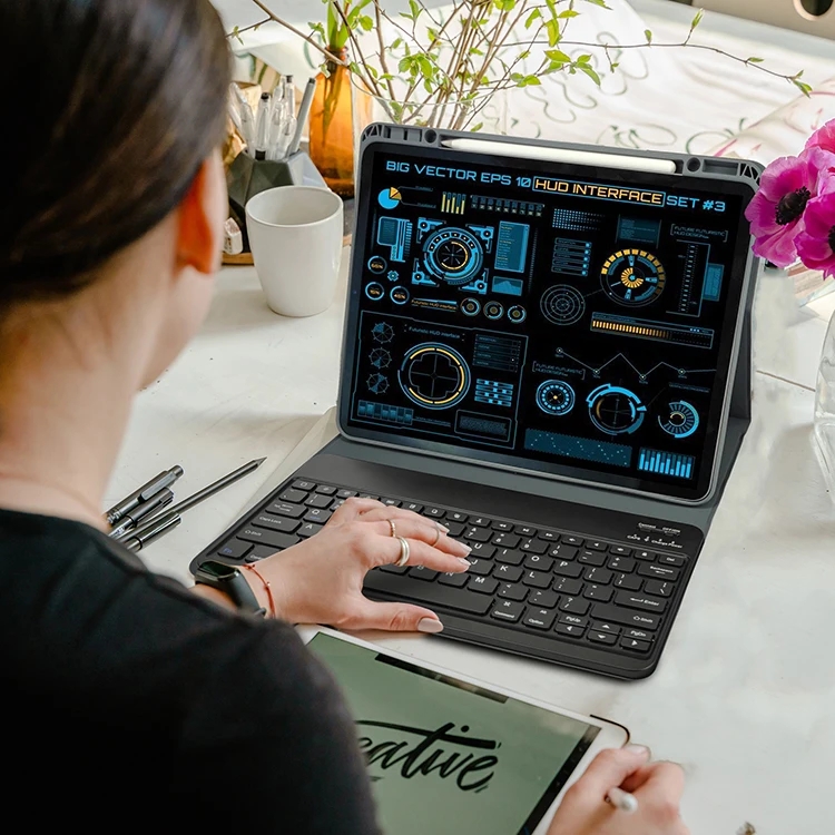 Custom Tablet Case With Wireless Keyboard For iPad Keyboard Case 12.9 Inch 2022 Compatible for iPad Pro 12.9 2021 2020 2018