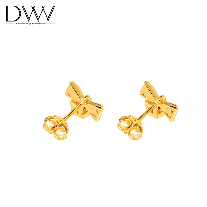 
Butterfly Knot Ear Ring 18K Gold Plated Stud Earring Geometric Silver Earring 