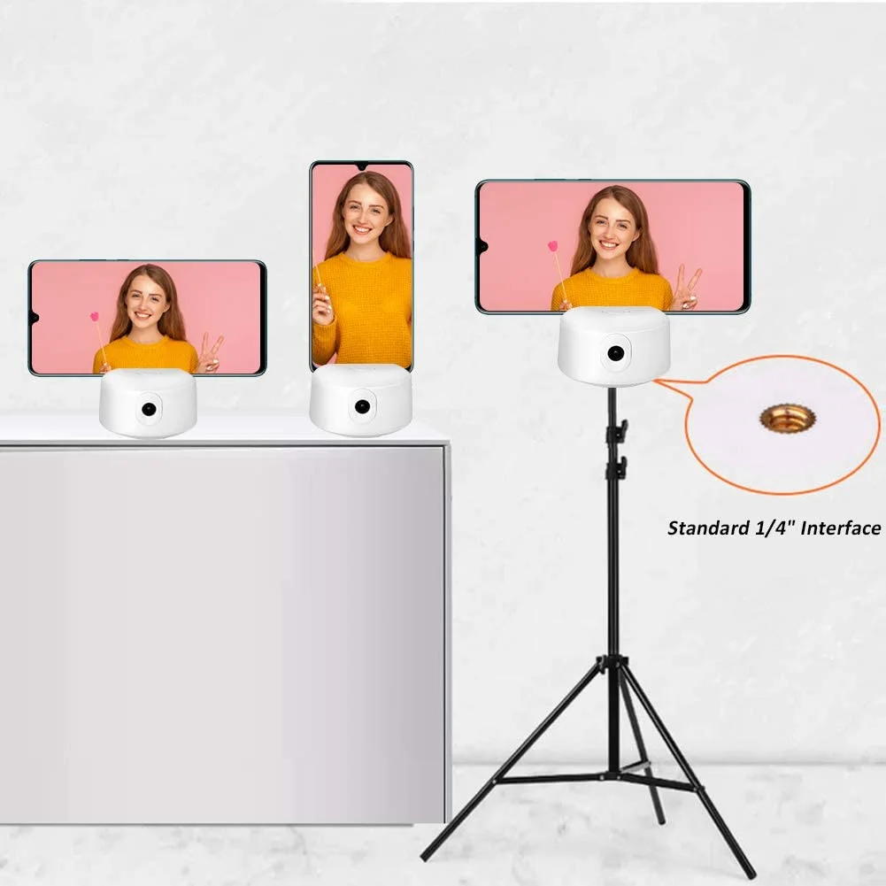 Timess 2020 Hot Selling New Trends Portable Smart Selfie Stick, 360 Auto Rotation Face Object Tracking Phone Camera Holder