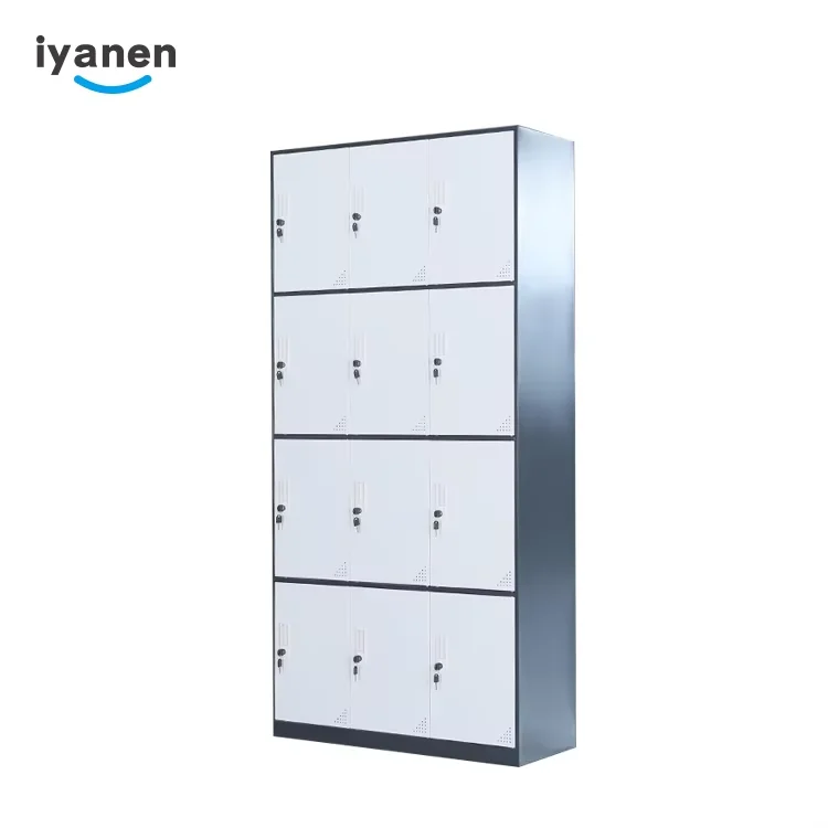 Серый белый цвет 12-дверный металлический материал изготовленный с ключами половина высоты школьный или домашний склад использованная Многофункциональная Мебель для шкафчиков