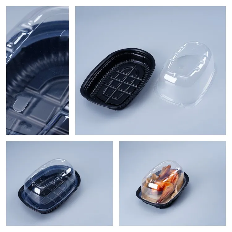 Manufacturer Supply  Roast Cooking Chicken  Takeaway Disposable Plastic Roast Cooking Chicken Box Container with Anti-fog Lid